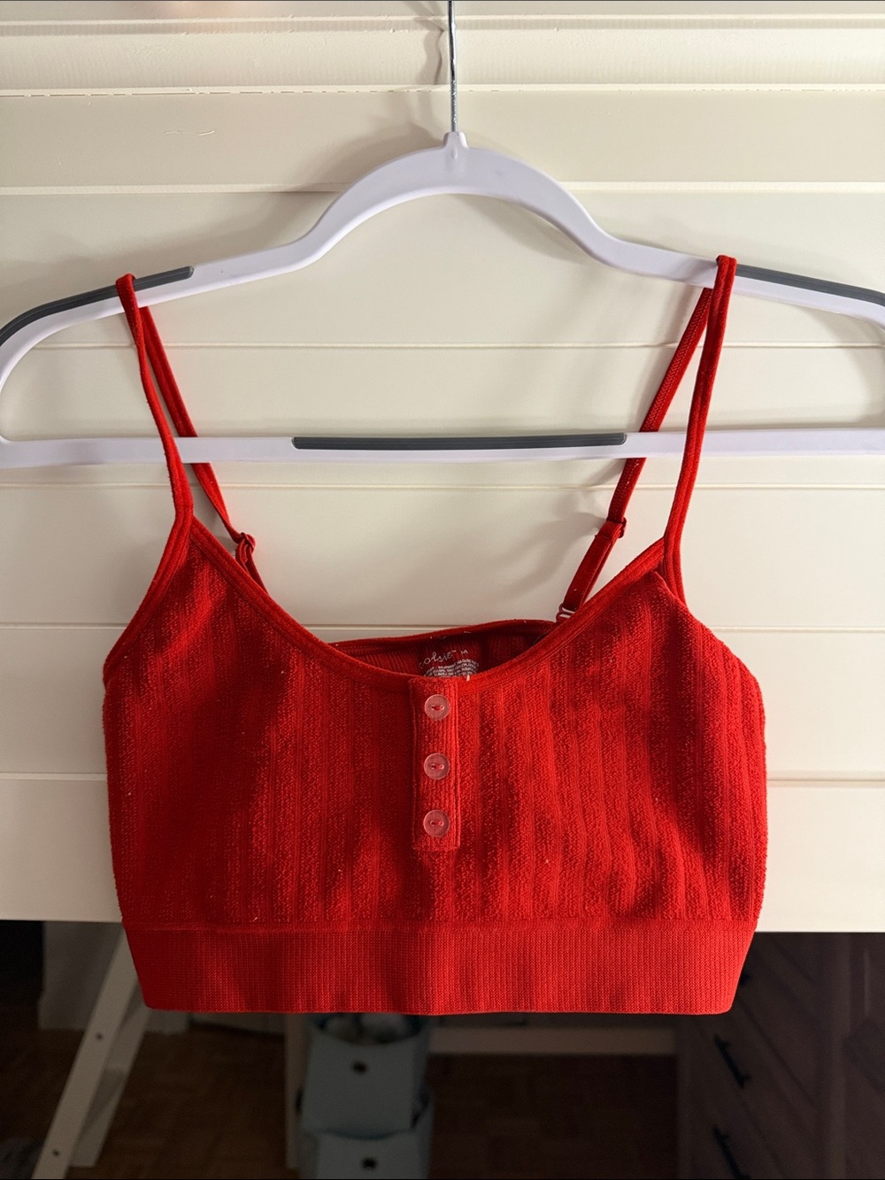 Colsie Red Ribbed Button-Front Bralette - Picture 1 of 1